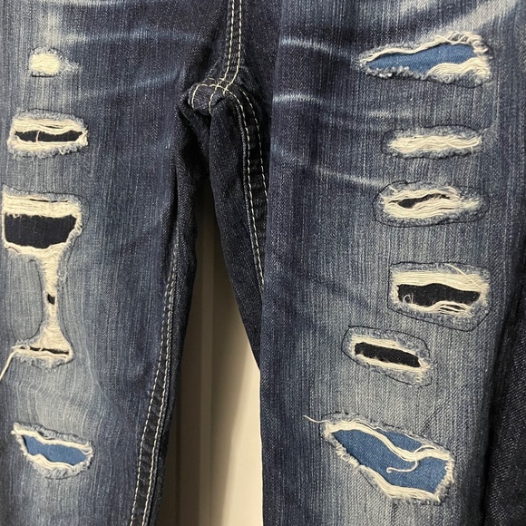 Miss Me Girls Boyfriend Ankle Dark Wash Fade Distressed Jeans - Picture 3 of 9